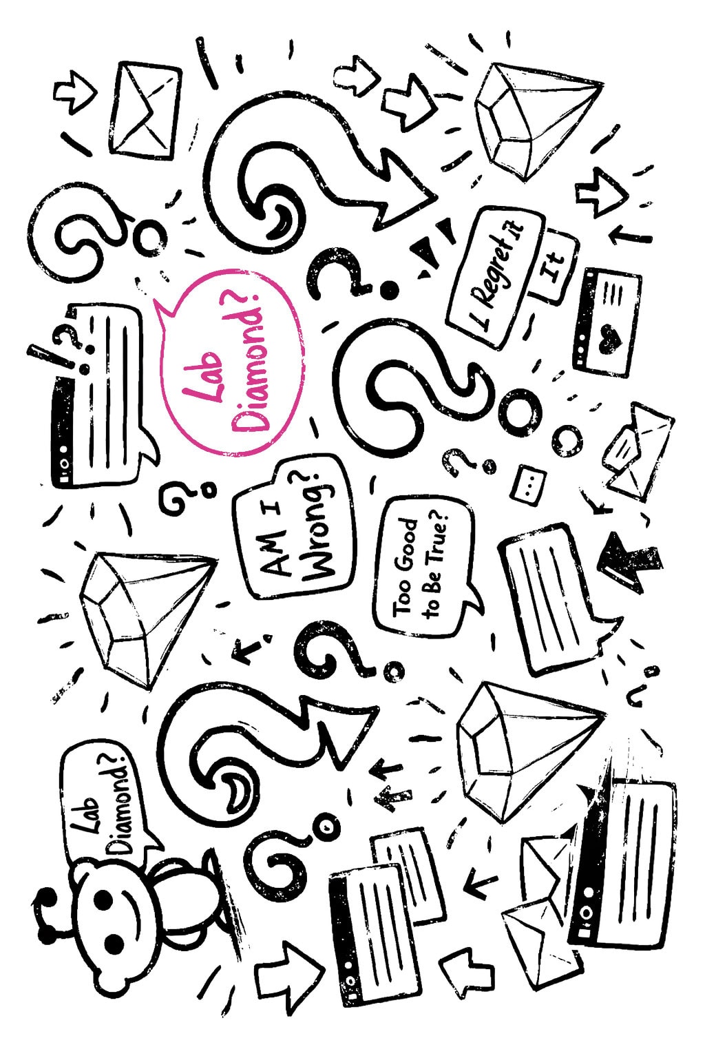 Lab-Grown Diamond conversation sketch for real stories behind lab-grown diamonds.